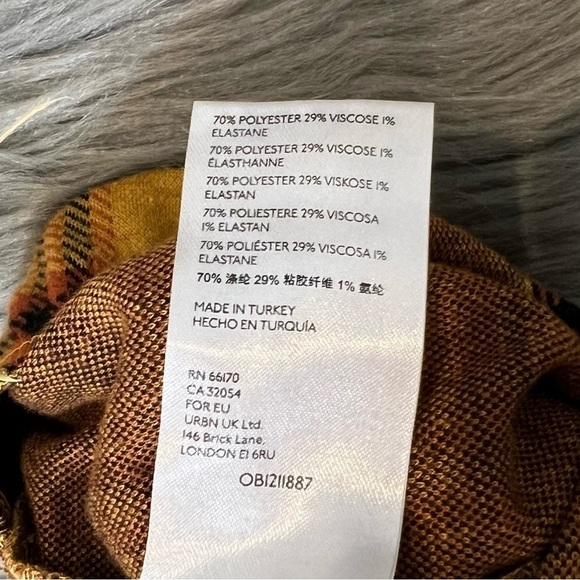 Urban Outfitters Bryn Yellow Orange Pull On Plaid Flare Women’s Pants Sz XS - Picture 8 of 11